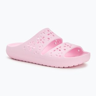 Papuci Crocs Classic Floral Cutout Sandal pink milk