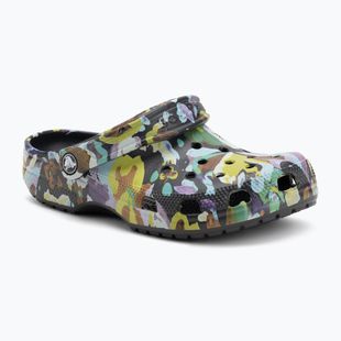 Papuci Crocs Classic Painted Floral black sand