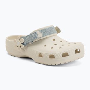 Șlapi pentru copii Crocs Classic Denim Flower Adjustment Backstrap summit white