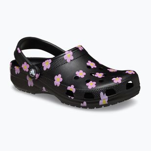 Șlapi pentru copii Crocs Classic Flower black
