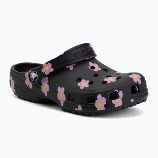 Șlapi pentru copii Crocs Classic Flower black