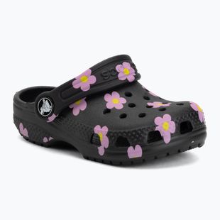 Șlapi pentru copii Crocs Classic Flower 212671 black