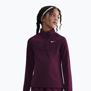 Bluză cu mânecă lungă de antrenament pentru copii Nike Dri-Fit 1/4 Zip bordeaux/white