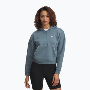 Bluză pentru femei Under Armour Rival Fleece Piped HZ Hoodie jasper blue/white