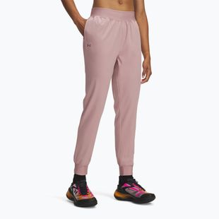 Pantaloni de antrenament pentru femei Under Armour Sport High Rise Woven tourmaline pink/maroon mist
