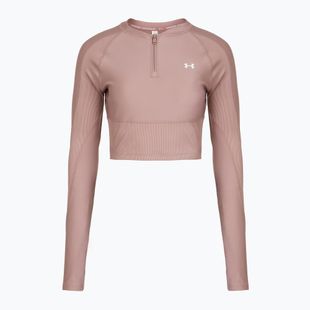 Longsleeve de antrenament pentru femei  Under Armour HeatGear Rib 1/4 Zip tourmaline pink/tourmaline pink/white