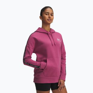 Bluză pentru femei Under Armour Icon Fleece Taped Hoody fuchsia dusk/white