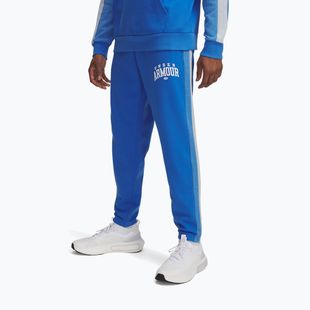Pantaloni de antrenament pentru bărbați Under Armour Rival Fleece Colorblock blue atlantis/blue calm/white