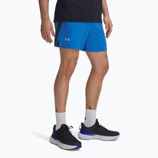 Pantaloni scurți de alergare pentru bărbați Under Armour Launch 5" blue atlantis/washed navy/reflective