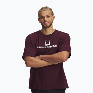 Tricou pentru bărbați  Under Armour Logo Heayweight dark maroon/white