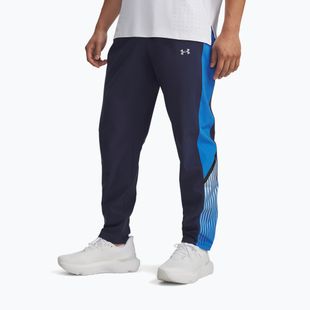 Pantaloni de alergare pentru bărbați Under Armour Velociti Storm washed navy/blue atlantis/reflective