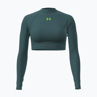 Longsleeve de antrenament pentru femei Under Armour HeatGear Crop Mock rack green/hyper green