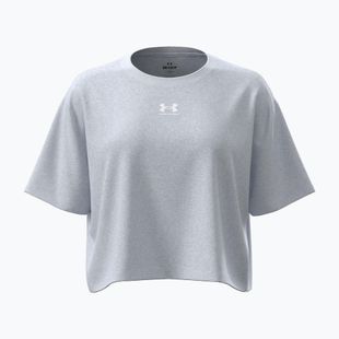 Tricou de antrenament pentru femei Under Armour Rival Boxy Tee Solid distant gray medium heather/white