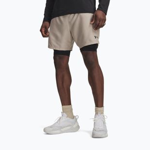 Pantaloni scurți de antrenament pentru bărbați Under Armour Vanish Woven 2.0 2IN1 Shorts timberwolf taupe/black