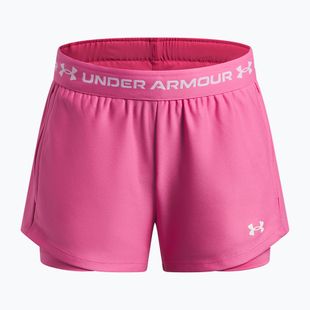 Pantaloni scurți de antrenament pentru copii Under Armour UA Tech Play Up 2IN1 Shorts pink frenzy/white