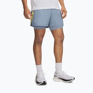 Pantaloni scurți de alergare pentru bărbați Under Armour Launch 5" 2IN1 Shorts blue wind/blue fog/reflective