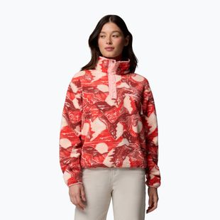Bluză fleece pentru femei Columbia Helvetia II Printed Cropped Half Snap poppy red/sunscape
