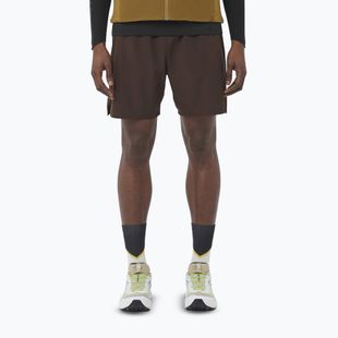 Pantaloni scurți de alergare pentru bărbați Salomon Shakeout C 2IN1 7" coffee bean