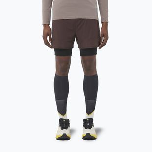 Pantaloni scurți de alergare pentru bărbați Salomon Sense 2IN1 coffee bean