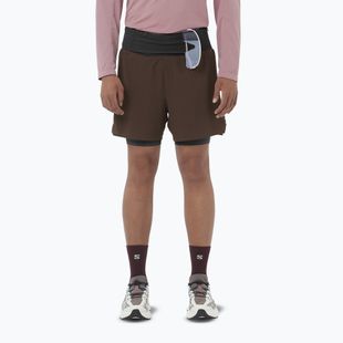 Pantaloni scurți de alergare pentru bărbați Salomon Sense Aero 2IN1 5 "coffee bean"