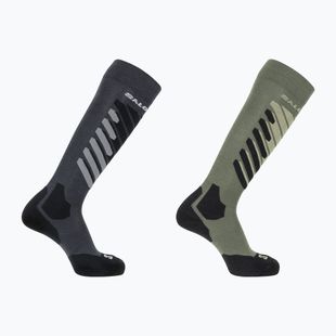 Șosete de schi Salomon S/Access 2-Pack anthracite/deep lichen green