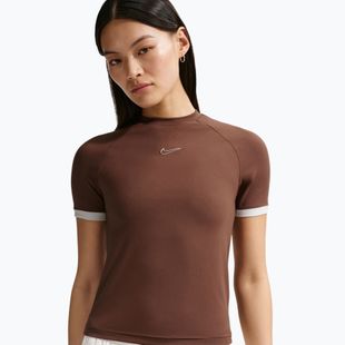 Tricou pentru femei Nike Gloss Fitted Top light chocolate