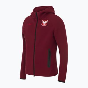 Bluză de fotbal pentru bărbați Nike Tech Fleece Poland Full Zip Hoodie team red