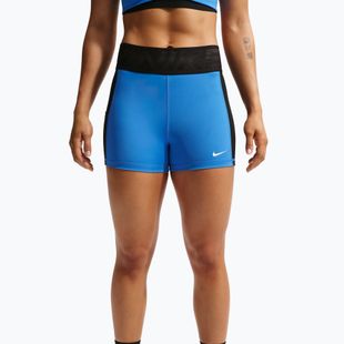 Pantaloni scurți de antrenament pentru femei Nike Pro Sculpt Dri-Fit High-Waisted Biker 5" light photo blue/black/white