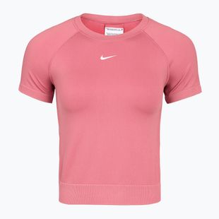 Tricou de antrenament pentru femei Nike Pro Seamless Dri-Fit peony/white