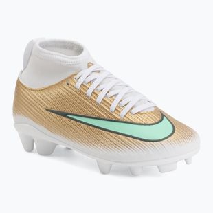 Încălțăminte de fotbal pentru copii Nike Jr. Mercurial Superfly 11 Club "Kylian Mbappé" metallic gold/green glow