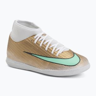 Încălțăminte de fotbal pentru copii Nike Jr. Mercurial Superfly 11 Club "Kylian Mbappé" metallic gold/green glow