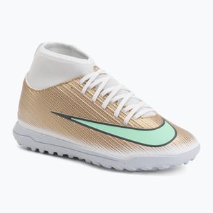 Încălțăminte de fotbal pentru copii Nike Jr. Mercurial Superfly 11 Club "Kylian Mbappé" metallic gold/green glow