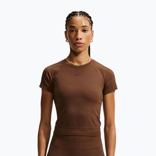 Tricou de antrenament pentru femei Nike Pro Seamless Dri-Fit SS cacao wow