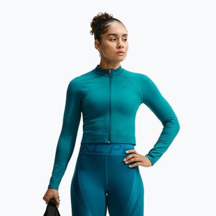 Bluză de antrenament pentru femei Nike Pro Seamless Full Zip Top bright spruce