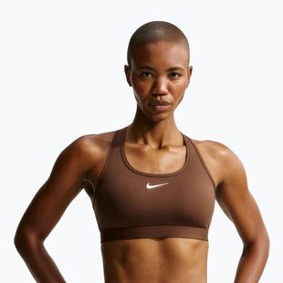 Sutien de antrenament pentru femei Nike Swoosh Medium Support cacao wow/white