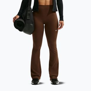 Colanți pentru femei Nike One High Waisted Flared cacao wow/white