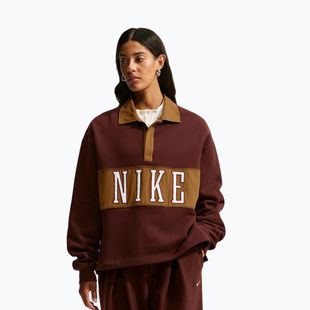 Bluză pentru femei Nike Studio Fleece Medium Weight mystic dates/light british tan/sail