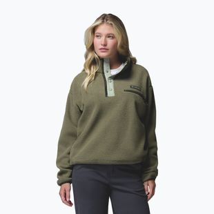 Bluză fleece pentru femei Columbia Helvetia II Cropped Half Snap Fleece stone green/safari