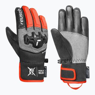 Mănuși de schi pentru copii Reusch Worldcup Warrior R-Tex XT Junior black/silver/fluo red