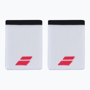 Manșete pentru încheietură Babolat Logo Jumbo Wristband 2 buc. white/strike red