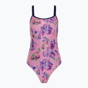 Costum de baie dintr-o singură piesă pentru femei arena Rose Texture Swimsuit Xcross Back multi pink/navy