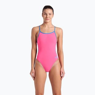 Costum de înot dintr-o piesă pentru femei arena Lace Back Solid shocking pink/blue river