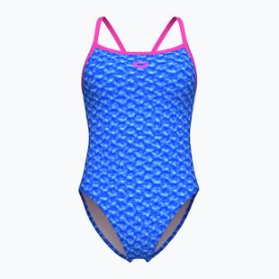 Costum de baie dintr-o piesă pentru femei arena Monogram Challenge Back blue river multi/shocking pink