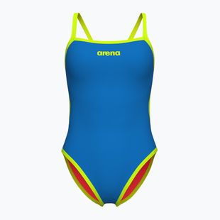 Costum de baie dintr-o piesă pentru femei arena Solid Rev Challenge Back blue river/bright coral/artic lime