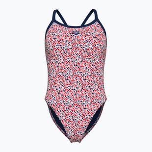 Costum de baie întreg pentru femei arena Pebbles Xcriss Cross multi white/navy
