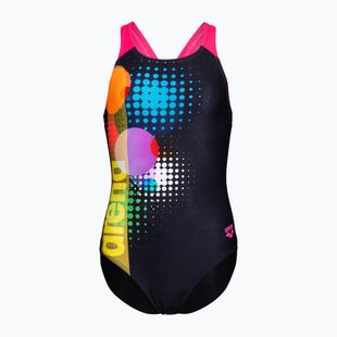 Costum de baie întreg pentru copii arena Dots Swim Pro Back black multi/black/shocking pink