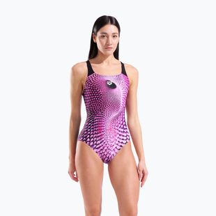 Costum de baie întreg pentru femei arena Peacock Swim Pro Back multi pink/black