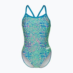 Costum de baie întreg pentru femei arena Snake Skin Challenge blue cosmo multi/blue cosmo