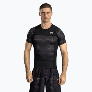 Rashguard pentru bărbați Venum G-Fit Air Men'S Short Sleeve Rashguard deep black/desert sand