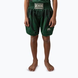 Pantaloni scurți de antrenament pentru copii Venum Attack Kids Boxing forest green/off white